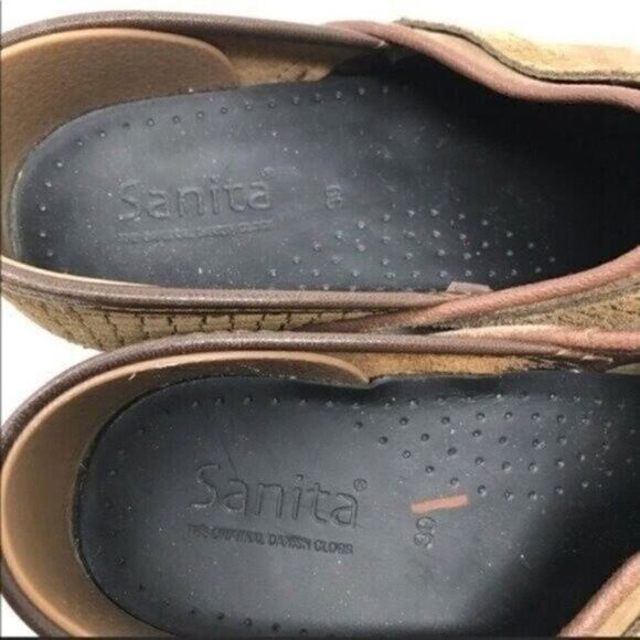 Sanita clogs womans brown suede US8 EU39 BoxS basket weave - Picture 5 of 6